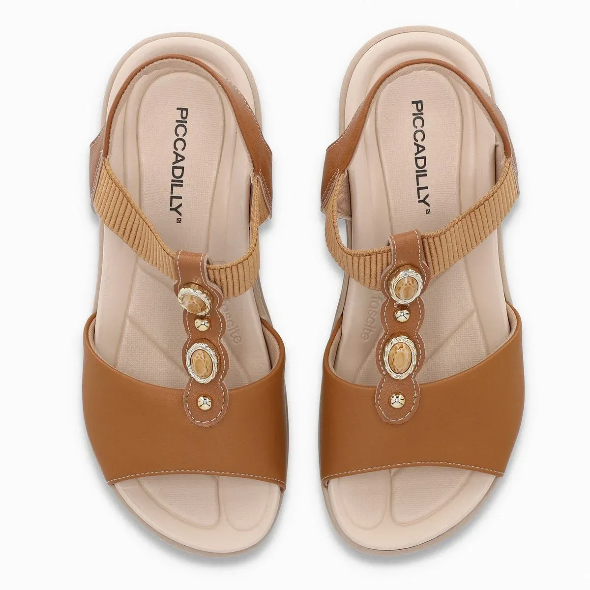 Sandália Piccadilly casual feminina bege para uso diário